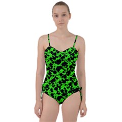 Black And Green Leopard Style Paint Splash Funny Pattern Sweetheart Tankini Set by yoursparklingshop