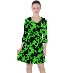 Black And Green Leopard Style Paint Splash Funny Pattern Ruffle Dress by yoursparklingshop