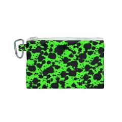 Black And Green Leopard Style Paint Splash Funny Pattern Canvas Cosmetic Bag (small) by yoursparklingshop