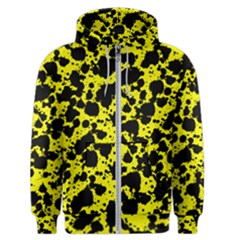 Black And Yellow Leopard Style Paint Splash Funny Pattern  Men s Zipper Hoodie by yoursparklingshop