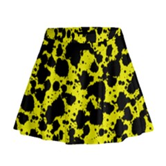 Black And Yellow Leopard Style Paint Splash Funny Pattern  Mini Flare Skirt by yoursparklingshop