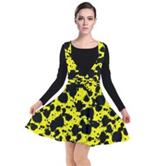 Black And Yellow Leopard Style Paint Splash Funny Pattern  Plunge Pinafore Dress by yoursparklingshop