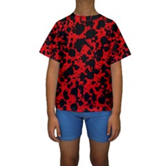 Black And Red Leopard Style Paint Splash Funny Pattern Kids  Short Sleeve Swimwear by yoursparklingshop