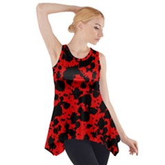 Black And Red Leopard Style Paint Splash Funny Pattern Side Drop Tank Tunic by yoursparklingshop
