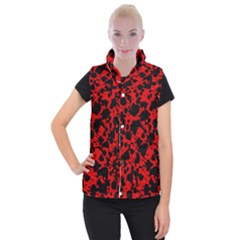 Black And Red Leopard Style Paint Splash Funny Pattern Women s Button Up Vest by yoursparklingshop