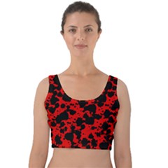 Black And Red Leopard Style Paint Splash Funny Pattern Velvet Crop Top by yoursparklingshop