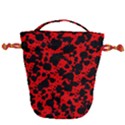 Black and Red Leopard Style Paint Splash Funny Pattern Drawstring Bucket Bag View1