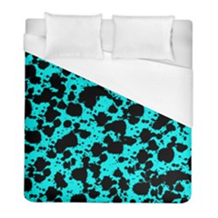 Bright Turquoise And Black Leopard Style Paint Splash Funny Pattern Duvet Cover (full/ Double Size) by yoursparklingshop