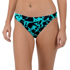 Bright Turquoise And Black Leopard Style Paint Splash Funny Pattern Band Bikini Bottom by yoursparklingshop