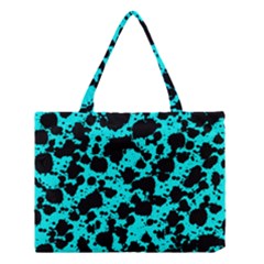 Bright Turquoise And Black Leopard Style Paint Splash Funny Pattern Medium Tote Bag by yoursparklingshop