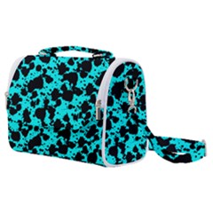 Bright Turquoise And Black Leopard Style Paint Splash Funny Pattern Satchel Shoulder Bag by yoursparklingshop