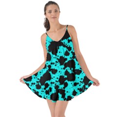 Bright Turquoise And Black Leopard Style Paint Splash Funny Pattern Love The Sun Cover Up by yoursparklingshop