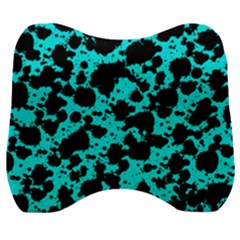 Bright Turquoise And Black Leopard Style Paint Splash Funny Pattern Velour Head Support Cushion by yoursparklingshop