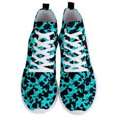 Bright Turquoise And Black Leopard Style Paint Splash Funny Pattern Men s Lightweight High Top Sneakers by yoursparklingshop