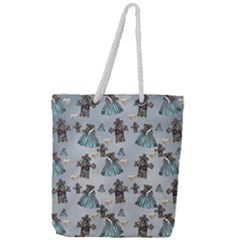 Funny Elephant, Pattern Design Full Print Rope Handle Tote (large)