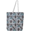 Funny Elephant, Pattern Design Full Print Rope Handle Tote (Large) View1