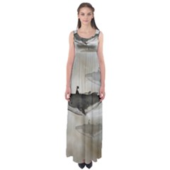 Awesome Fantasy Whale With Women In The Sky Empire Waist Maxi Dress by FantasyWorld7