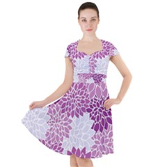 Purple Dahlias Design Cap Sleeve Midi Dress by WensdaiAmbrose