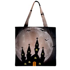 Halloween Illustration Decoration Zipper Grocery Tote Bag