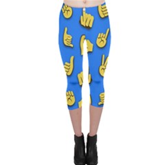 Emojis Hands Fingers Background Capri Leggings  by Pakrebo