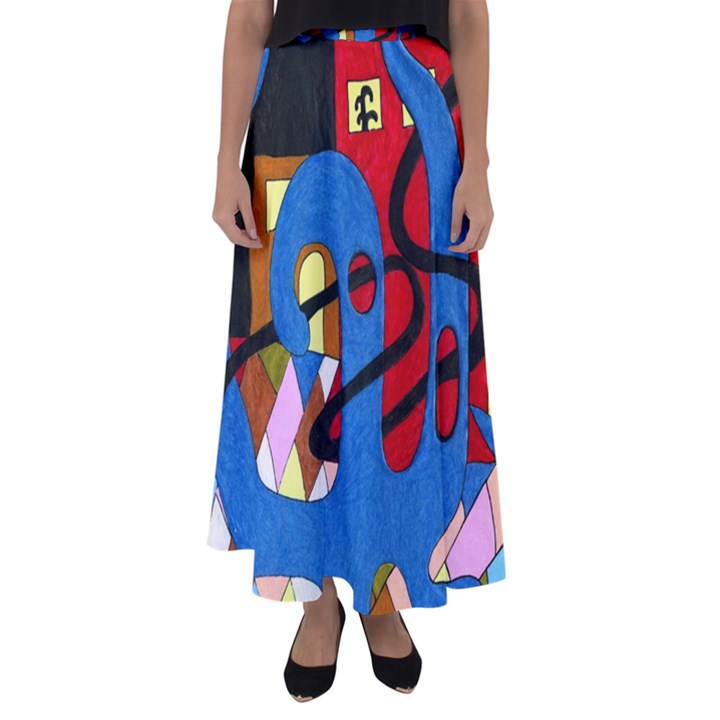 Creativeness Art Illustration Flared Maxi Skirt