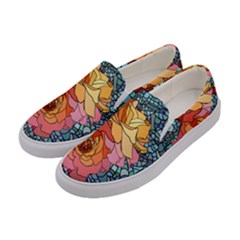 Pattern Rose Yellow Background Women s Canvas Slip Ons by Pakrebo