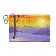 Vector Illustration Winter Sunset Canvas Cosmetic Bag (large) by Pakrebo