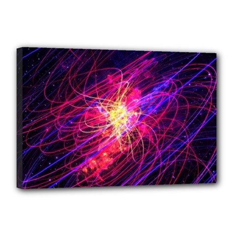 Abstract Cosmos Space Particle Canvas 18  X 12  (stretched) by Pakrebo