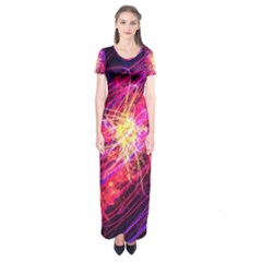 Abstract Cosmos Space Particle Short Sleeve Maxi Dress by Pakrebo