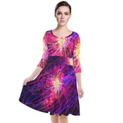Abstract Cosmos Space Particle Quarter Sleeve Waist Band Dress by Pakrebo