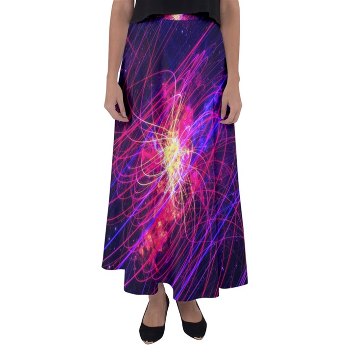 Abstract Cosmos Space Particle Flared Maxi Skirt