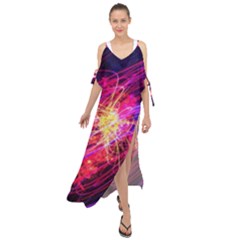 Abstract Cosmos Space Particle Maxi Chiffon Cover Up Dress by Pakrebo