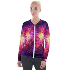 Abstract Cosmos Space Particle Velour Zip Up Jacket by Pakrebo