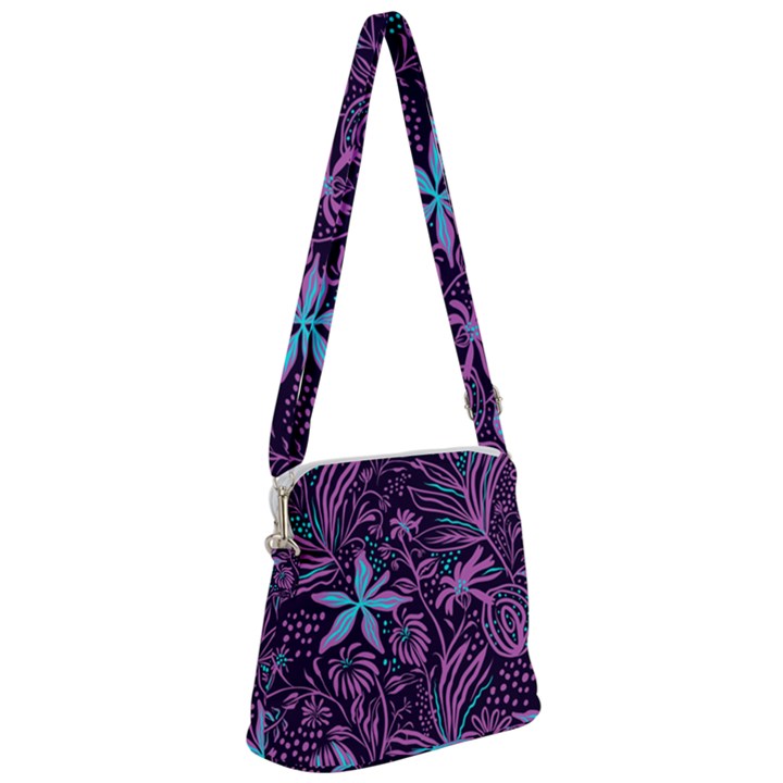 Stamping Pattern Leaves Drawing Zipper Messenger Bag