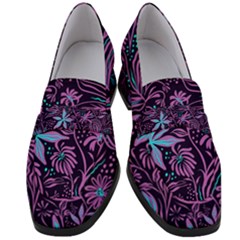 Stamping Pattern Leaves Drawing Women s Chunky Heel Loafers