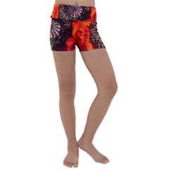 Ornamental Poppies Half Rosette Plant Kids  Lightweight Velour Yoga Shorts by Pakrebo