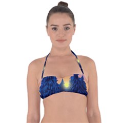 Illustration Vector Winter Sunset Halter Bandeau Bikini Top by Pakrebo