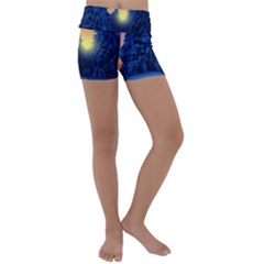 Illustration Vector Winter Sunset Kids  Lightweight Velour Yoga Shorts by Pakrebo