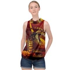 Awesome Dinosaur, Konda In The Night High Neck Satin Top by FantasyWorld7