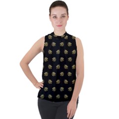 Dragon Head Motif Pattern Design Mock Neck Chiffon Sleeveless Top by dflcprintsclothing