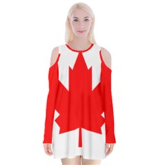 Flag Of Canada, 1964 Velvet Long Sleeve Shoulder Cutout Dress by abbeyz71