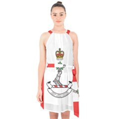 Flag Of Royal Military College Of Canada Halter Collar Waist Tie Chiffon Dress by abbeyz71