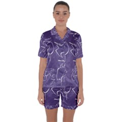 Katsushika Hokusai, Egrets From Quick Lessons In Simplified Drawing Satin Short Sleeve Pyjamas Set by Valentinaart