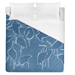 Katsushika Hokusai, Egrets From Quick Lessons In Simplified Drawing Duvet Cover (queen Size) by Valentinaart