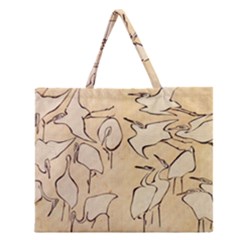 Katsushika Hokusai, Egrets From Quick Lessons In Simplified Drawing Zipper Large Tote Bag by Valentinaart