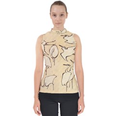 Katsushika Hokusai, Egrets From Quick Lessons In Simplified Drawing Mock Neck Shell Top by Valentinaart