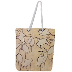 Katsushika Hokusai, Egrets From Quick Lessons In Simplified Drawing Full Print Rope Handle Tote (large) by Valentinaart