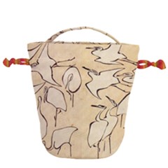 Katsushika Hokusai, Egrets From Quick Lessons In Simplified Drawing Drawstring Bucket Bag by Valentinaart