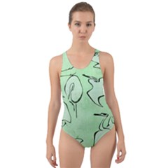 Katsushika Hokusai, Egrets From Quick Lessons In Simplified Drawing Cut-out Back One Piece Swimsuit by Valentinaart