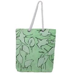 Katsushika Hokusai, Egrets From Quick Lessons In Simplified Drawing Full Print Rope Handle Tote (large) by Valentinaart